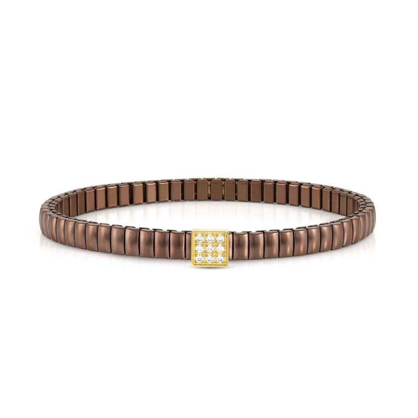 XTE XSMALL bracelet ed. LIFE in steel and cz fin. CHOCOLATE Square