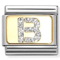 030291/02 Classic GLITTER LETTER B steel, enamel, 18k gold