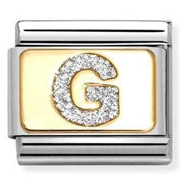 030291/07 Classic GLITTER LETTER G steel, enamel, 18k gold G