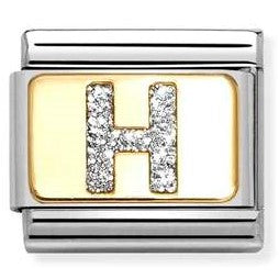 030291/08 Classic GLITTER LETTER H steel, enamel, 18k gold H