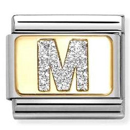030291/13 Classic GLITTER LETTER M steel, enamel, 18k gold M