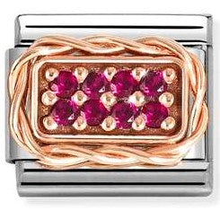 430318/02 Classic RICH PAVE' steel, cubic zirconia and 9k rose gold RED