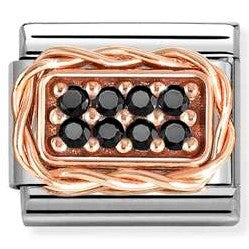 430318/10 Classic RICH PAVE' steel, cubic zirconia and 9k rose gold Black CZ