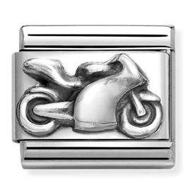 330101/69 Classic OXIDIZED ,steel,925 silver Motorbike