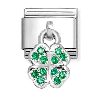 331800/30 Classic CHARMS steel 925 silver GREEN four-leaf clover