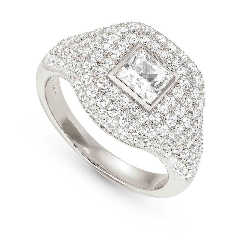 DOMINA ring in 925 sterling silver and cubic zirconia pavé Size17