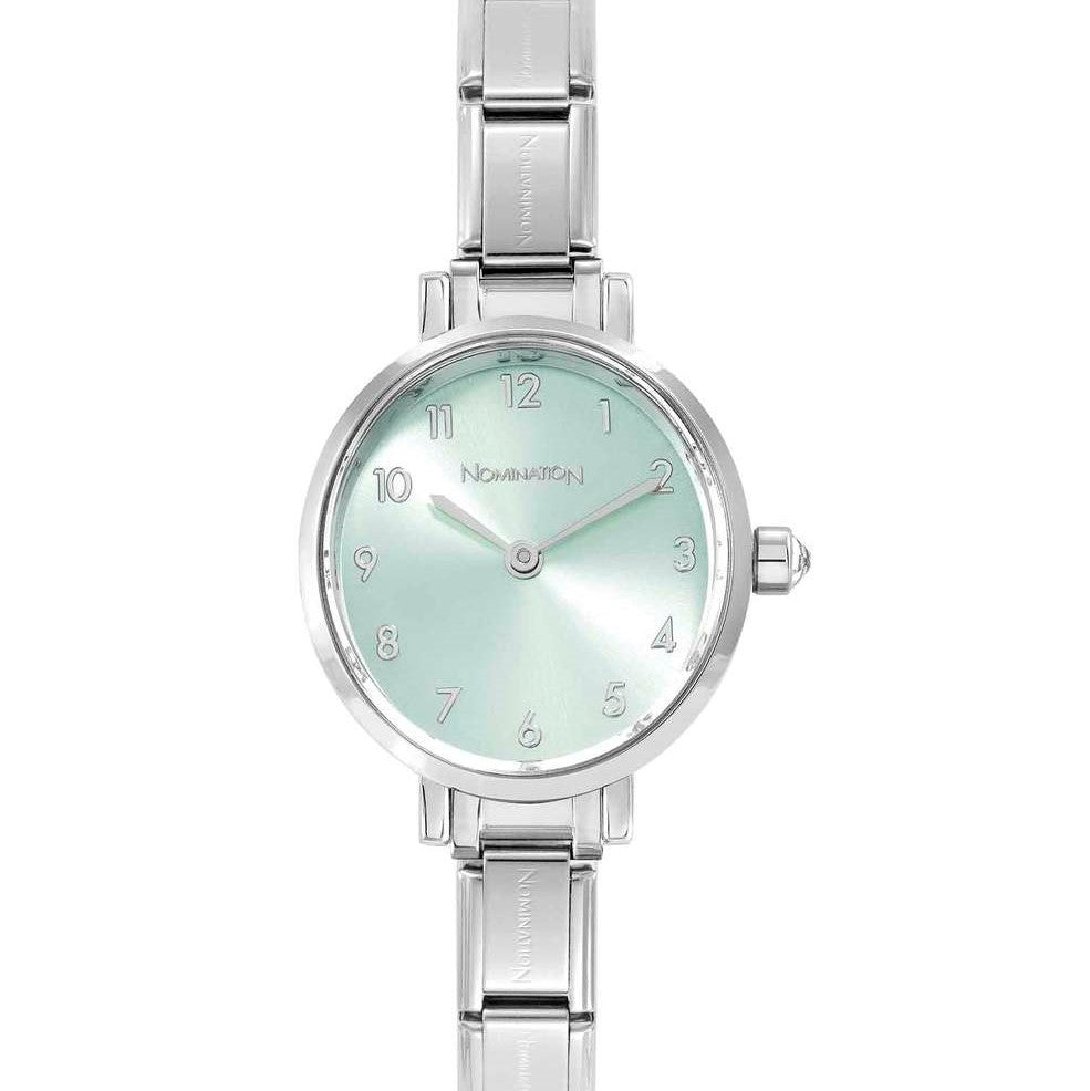 PARIS watch with steel strap OVAL with cz Green Water 076038/032