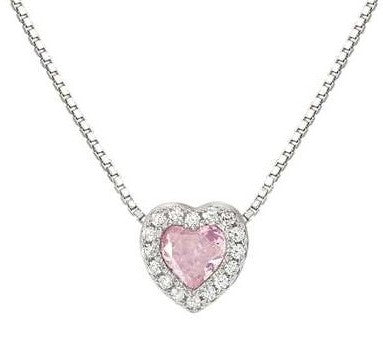 ALLMYLOVE necklace, 925 silver,CZ PINK 240302/002