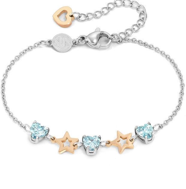 PRINCIPESSINA bracelets, steel, BI-TONE fin. CZ Star