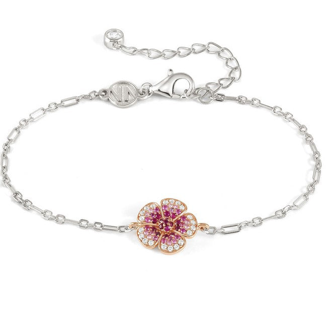 CRYSALIS bracelet 925 sterling silver BI-TONE fin. cz Flower