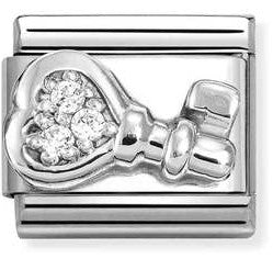 330304/48 Classic steel ,CZ, 925 sterling silver Key