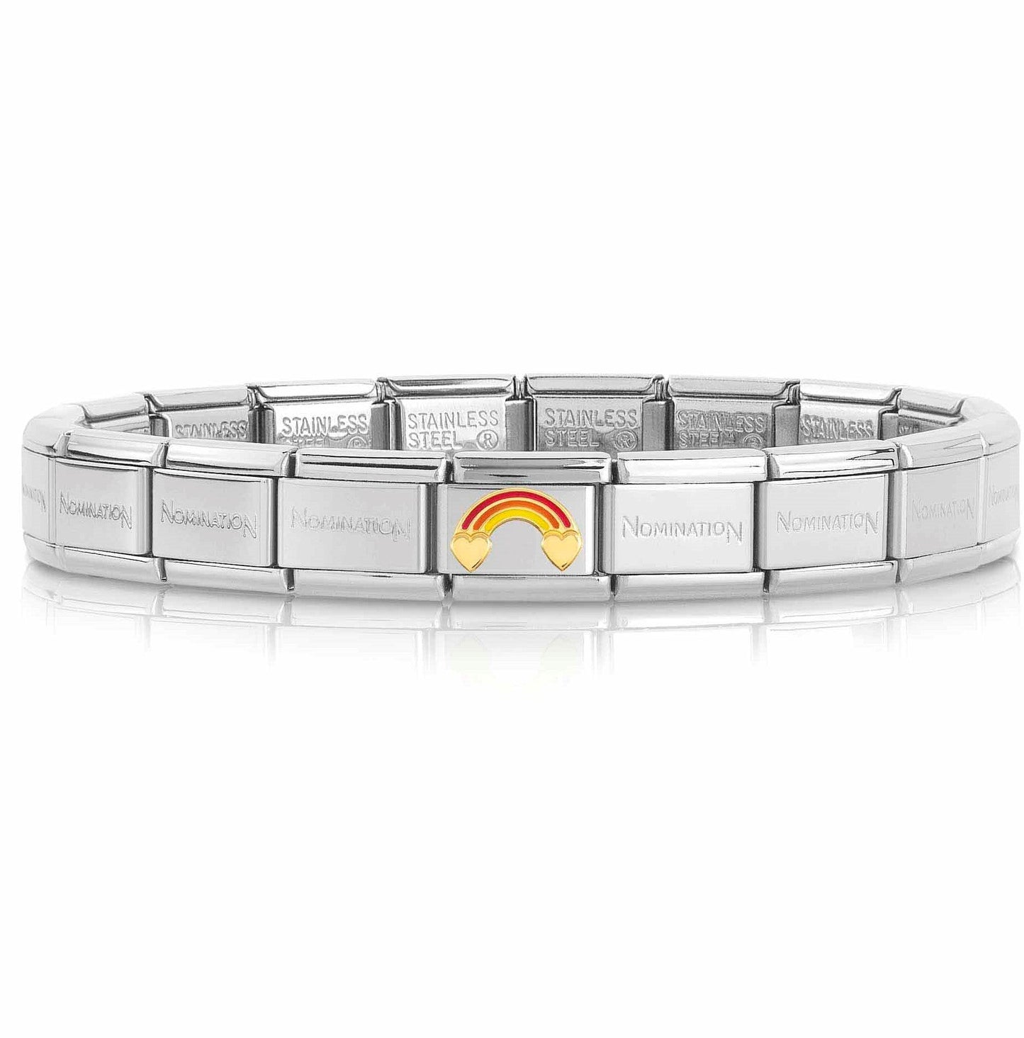 Complete Bracelet with Yellow Gold & Enamel Rainbow With Hearts