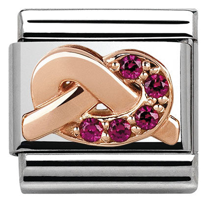 430302/09 Classic,S/steel, Rose Gold,CZ knot RED