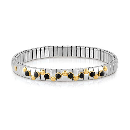 EXTENSION bracelet in stainless steel with 18K gold and small stones (002_BLACK AGATE)
