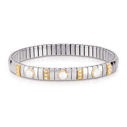 EXTENSION N.Y. Bracelet (S) in stainless steel with 18k gold? Cubic Zirconia and stones (007_WHITE OPAL)