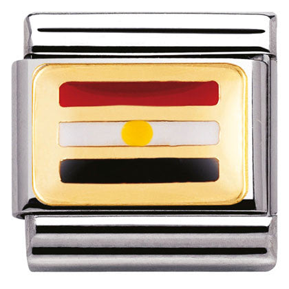 030237/17 Classic Flag,S/steel,enamel bonded yellow gold EGYPT