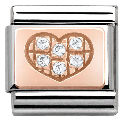 430302/01 Classic,S/Steel, Rose Gold, CZ White CZ Heart