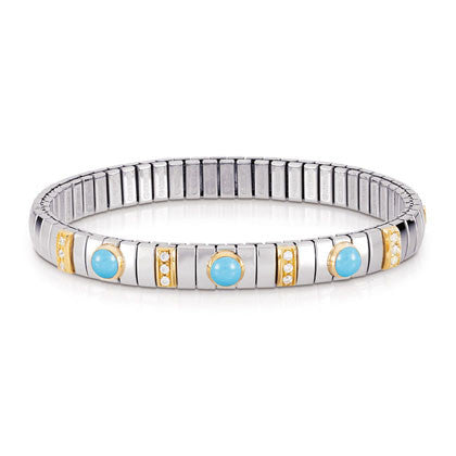 EXTENSION N.Y. Bracelet (S) in stainless steel with 18k gold? Cubic Zirconia and stones (006_TURQUOISE)
