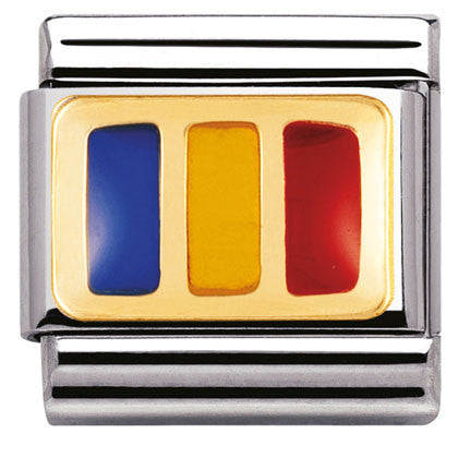 030234/26 Classic FLAG, S/Steel, enamel, bonded yellow gold, ROMANIA
