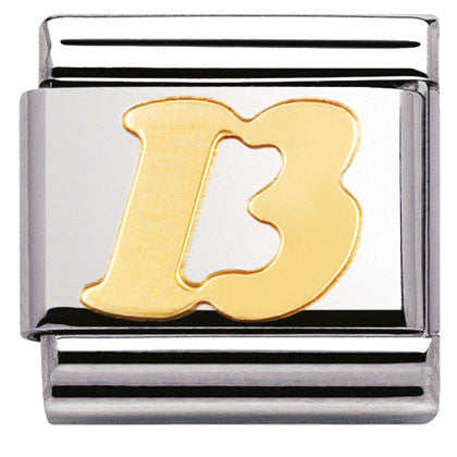 030115/09 Classic,Number 13,S/steel,bonded yellow gold