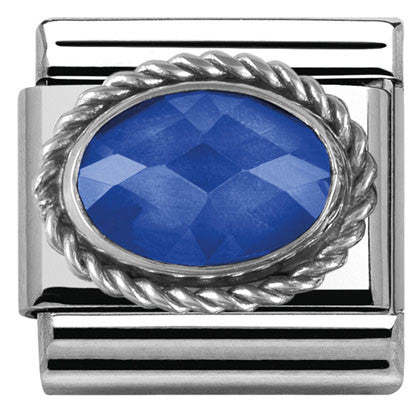 330604/007 Classic CZ Blue,s/steel,silver setting,