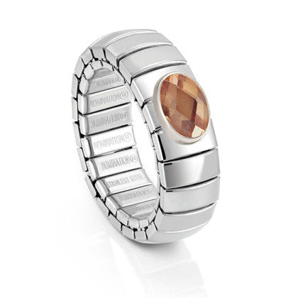 XTE stainless steel? sterling silver and FACETED stone ring (024_CHAMPAGNE)
