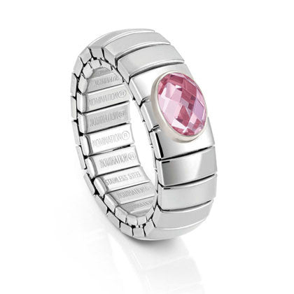 XTE Ring stainless steel? sterling silver and FACETED stone ring 003 PINK