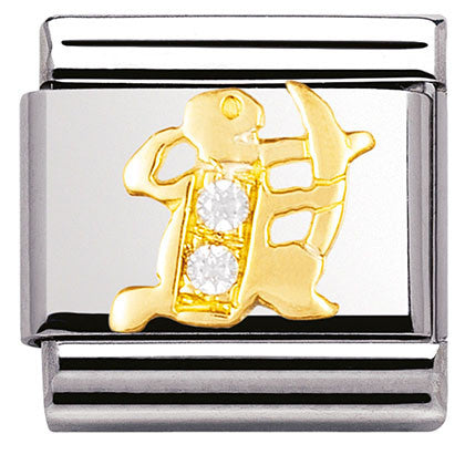 Classic ZODIAC, S/Steel,Bonded Yellow Gold, CZ, Sagittarius