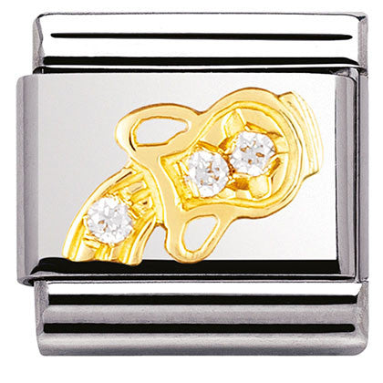 Classic ZODIAC,S/Steel,Bonded Yellow Gold, CZ, Aquarius