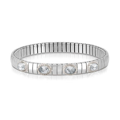 XTE stainless steel? sterling silver and 4 FACETED stones bracelet (GDR) (010_White)