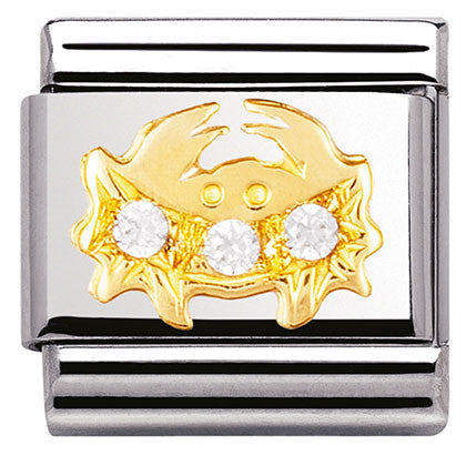 Classic ZODIAC S/Steel,Bonded Yellow Gold, CZ, Cancer
