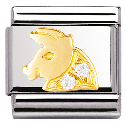 Classic ZODIAC S/Steel,Bonded Yellow Gold, CZ, Taurus