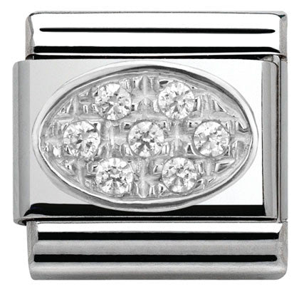 330308/01 Classic OVAL PAVE S/Steel,CZ,925 silver White