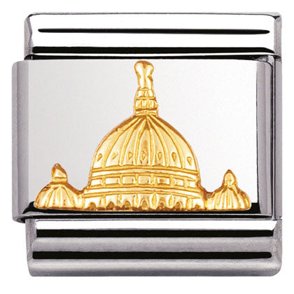 030123/18 Classic RELIEF MONUMETS S/Steel,bonded yellow gold St. Peter s Dome (Italy)
