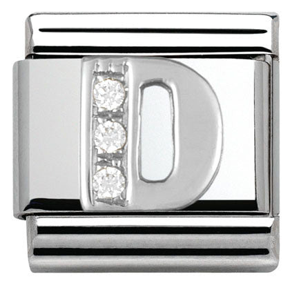 330301/04 Classic LETTER D S/steel. Cub. zirc,925 silver