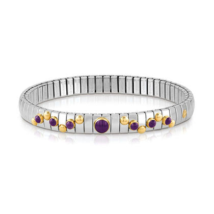 EXTENSION bracelet in stainless steel with 18K gold? round stone and small stones (013_AMETHYST)