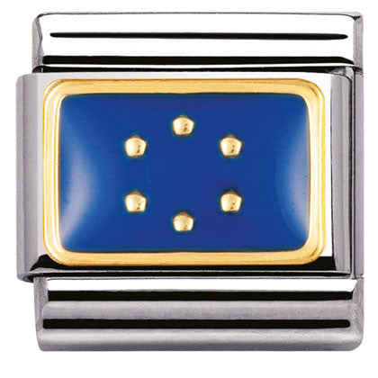 030234/24 Classic FLAG S/steel,enamel,bonded yellow gold BLUE EUROPE