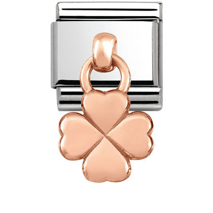 431800/02 Classic CHARMS in stainless steel, 9K rose gold Four Leaf Clover CZ