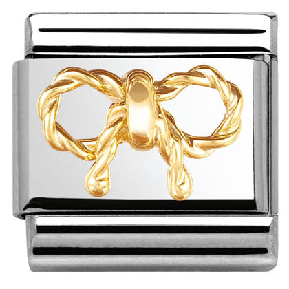 030154/03 Classic ELEGANCE (relief) in s/steel with bonded yellow gold bow (03_Bow)