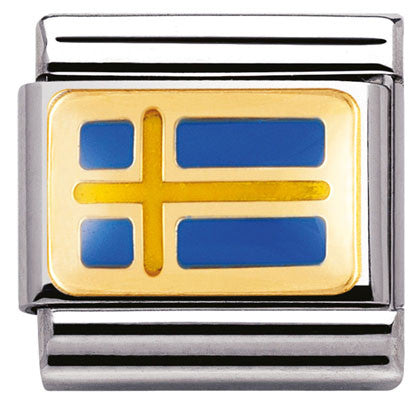 030234/01 Classic FLAG,s. steel, enamel, bonded yellow gold Sweden