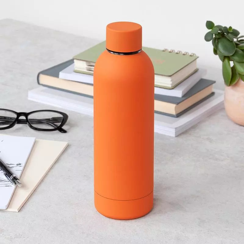 Rubber Coated Steel Bottle 500ml Orange