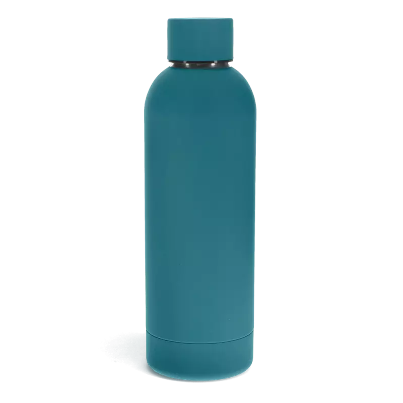 Rubber Coated Steel Bottle 500ml Petrol Blue