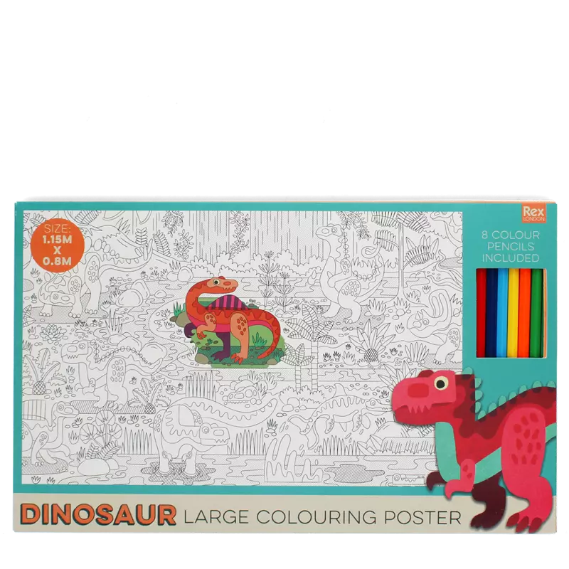 Large Colouring Poster With Pencils Baby Dinos