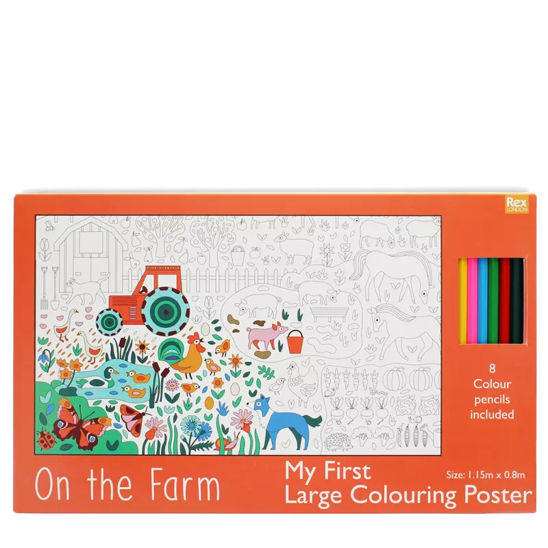Large Colouring Poster With Pencils On The Farm