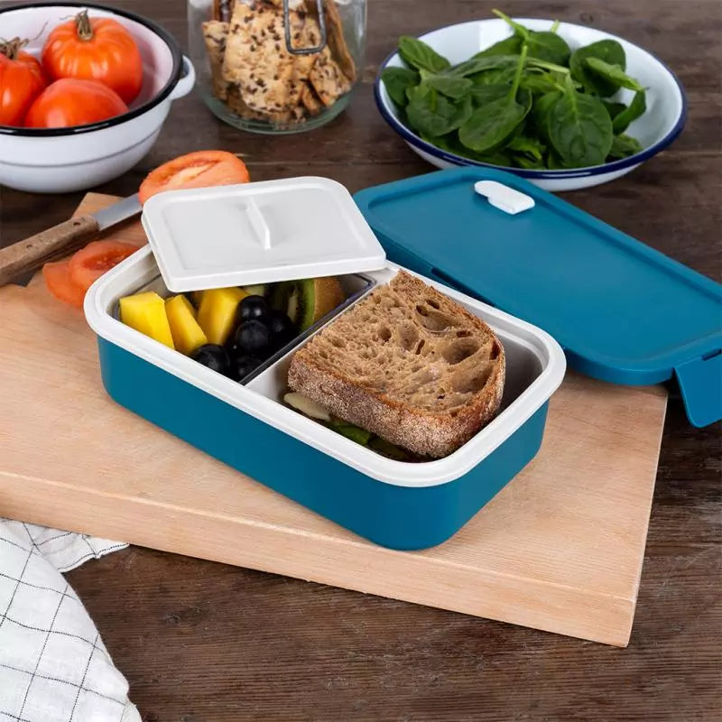 Double Wall Lunch Box With Divider Blue