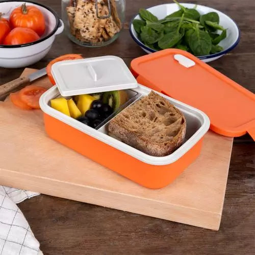 Double Wall Lunch Box With Divider Orange