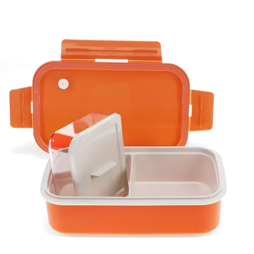 Double Wall Lunch Box With Divider Orange