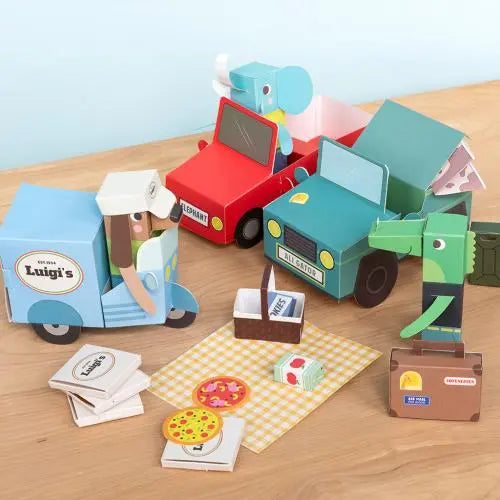 3D Card Craft Playset Animal Automobiles