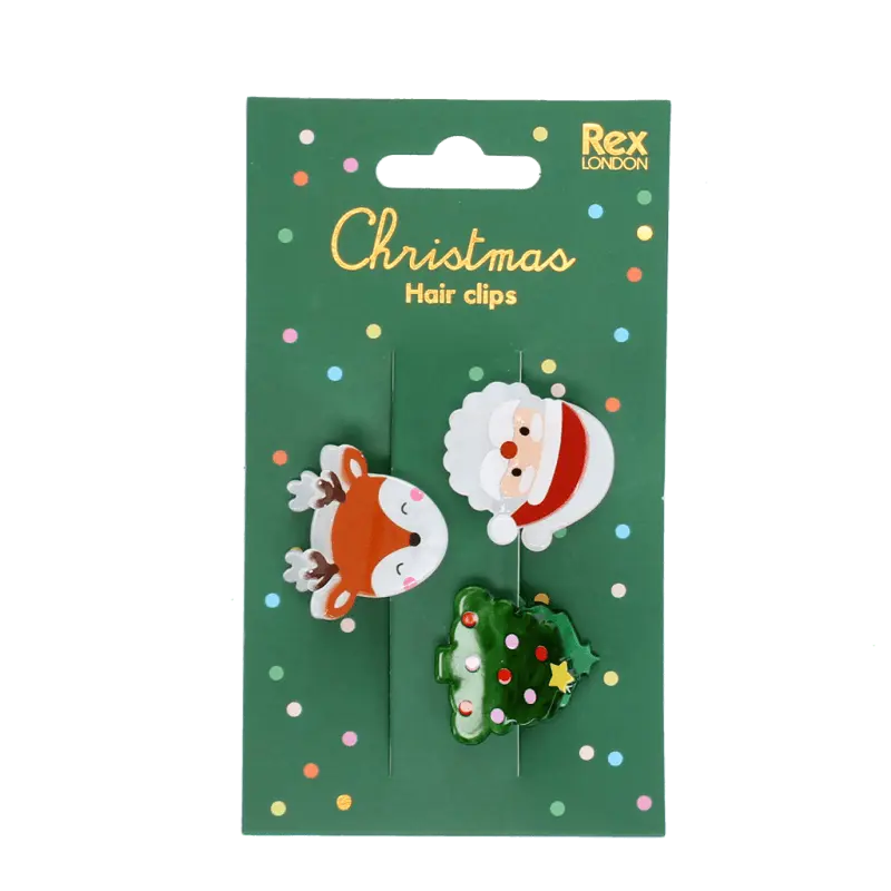 Mini Christmas Hair Claw Clips Christmas Set Of 3