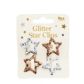 Star Hair Clips Gold And Silver Glitter Set Of 4